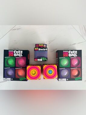NeeDoh Color Change Nice Cube Swirl And NeeDoh Teenie Fuzz Balls Set Bundle